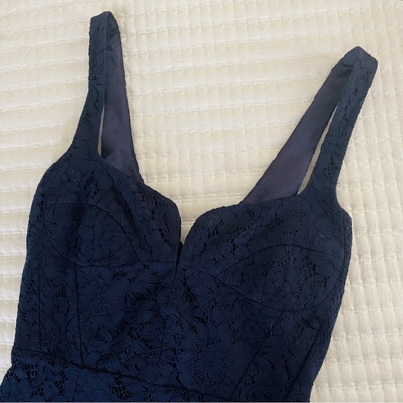 Bardot Adeline Midi Lace Sheath Dress in Navy - Picture 5 of 10